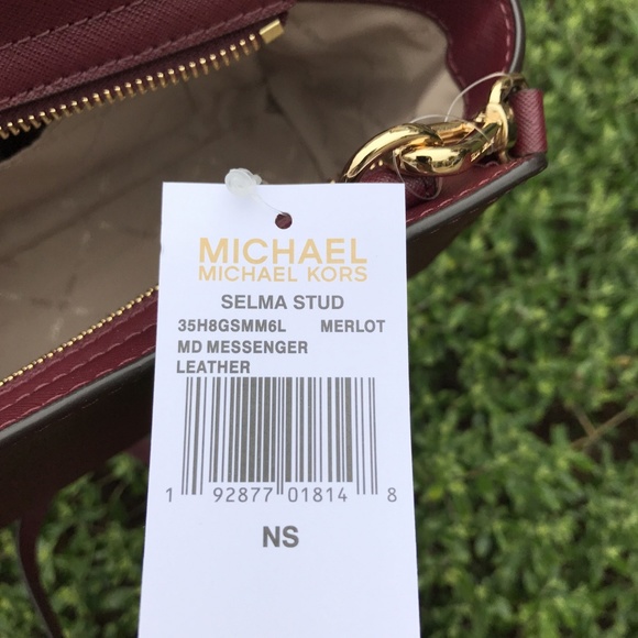 Michael Kors Selma Stud Medium Messenger MERLOT - Picture 6 of 6
